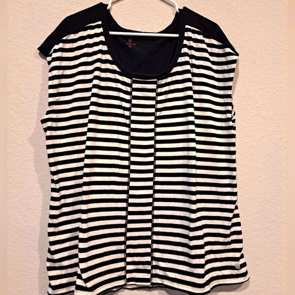 Talbots Tops - Talbots women's black and white striped plus size t shirt blouse cap sleeves 3X